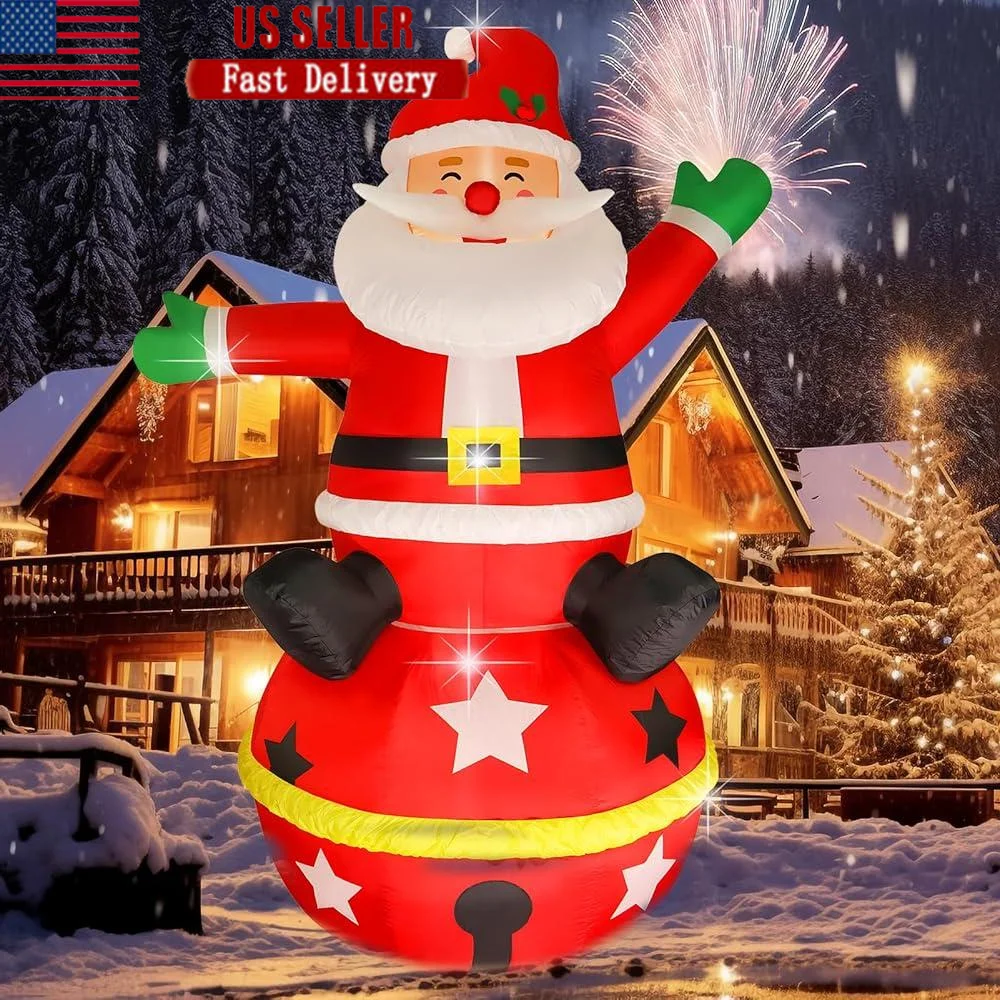 

8FT Christmas Inflatable LED Light Santa Claus Yard Decorations Blow Up Outdoor Indoor Holiday Prop Lawn Decor Family Party