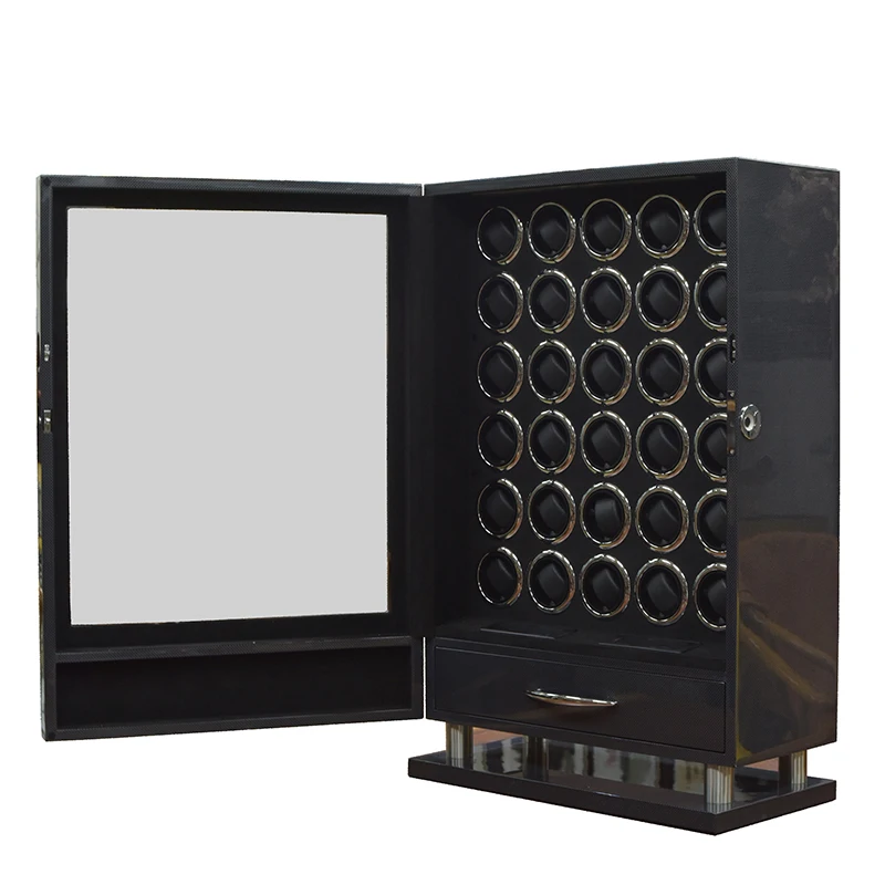Luxe Automatische Horloge Winder12 24 30 Slot Hout Mechanisch Horloge Doos Vingerafdruk Unlock Rustig Mabuchi Motor Horloges Opslag Veilig