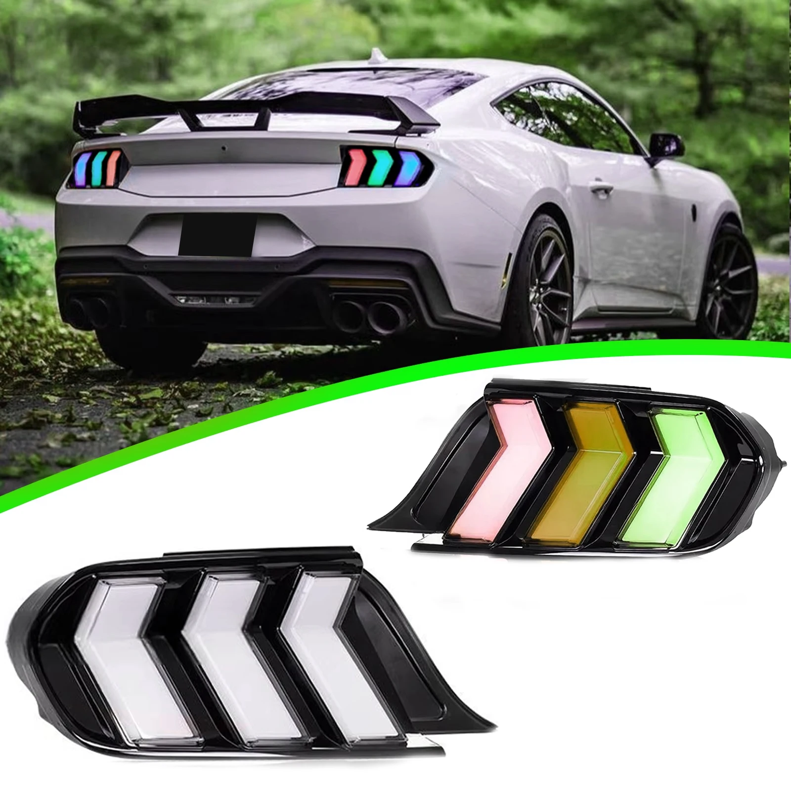 

Автомобильные светодиодные задние фонари для Ford Mustang 2015-2023, анимационные задние фонари RGB, светодиодные задние фонари в сборе