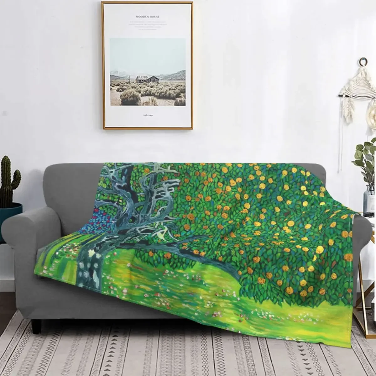 Gustav Klimt Apple Tree Blankets Fleece Beautiful Freyas Art Warm Throw Blankets for Bed Bed Rug