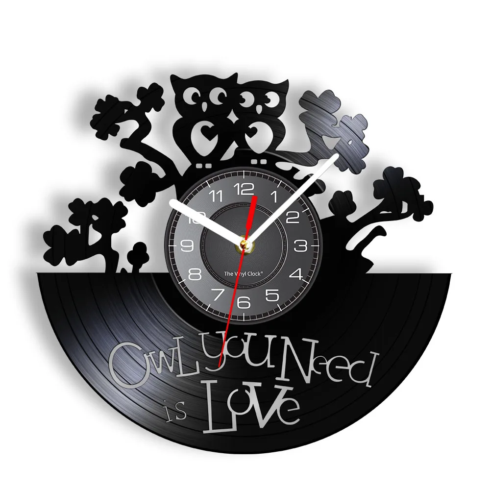 Baby Owls Wall Clock Owl Quote Owl You Need Is Love Animal Decorative Wall Clock Made Of Vinyl Record Vintage Owl Wall Art