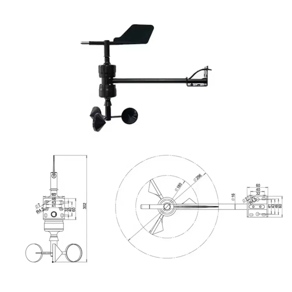 Economic 9-30V output integrated anemometer stainless steel Ip65 wind speed direction sensor