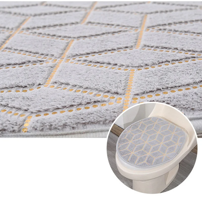 New Flannel Carpet Printing Striped Non-slip Mat Toilet Bathroom Absorbent Living Room Bedroom Foot Mat