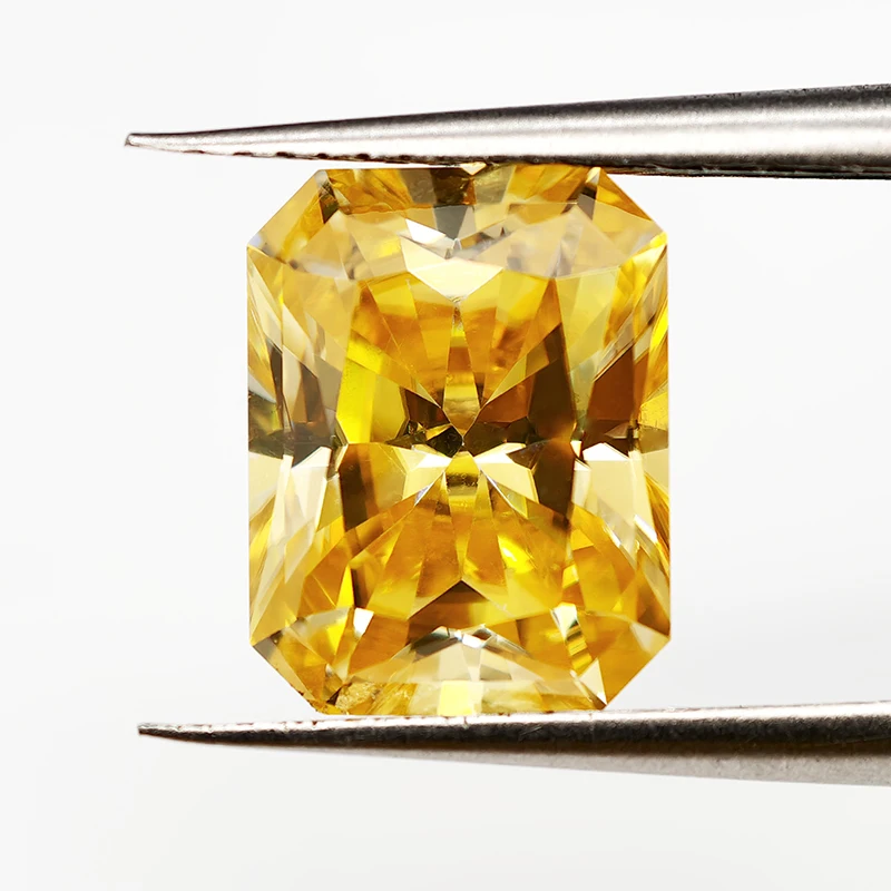 Vivid Yellow Lab Moissanite Diverse Cutting 3EX Cut Lab Diamonds Positive Pass Tester With GRA Certificate For Fine Jewelry Mak