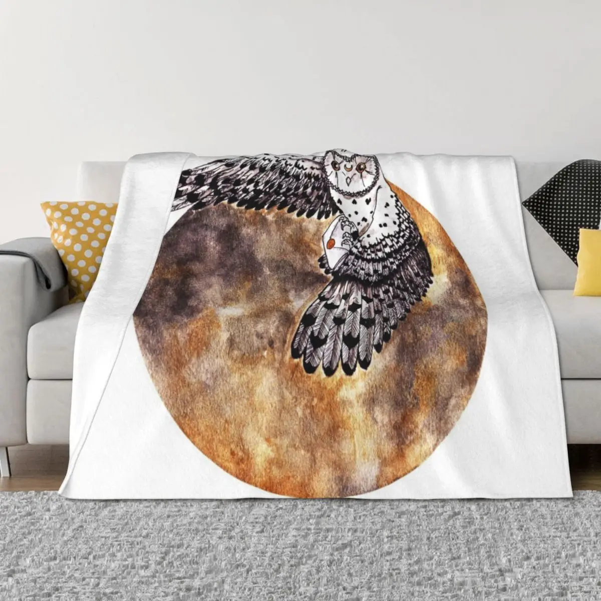 

Delivery Owl- white Throw Blanket Beach Hairy Bed linens Soft Plaid Blankets