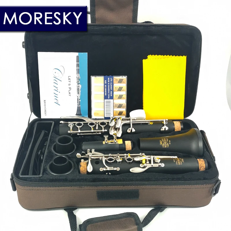 MORESKY-Ebonite Clarinet with Hard Rubber, 17 Keys, Woodwind Instrument, E126 (OEM)