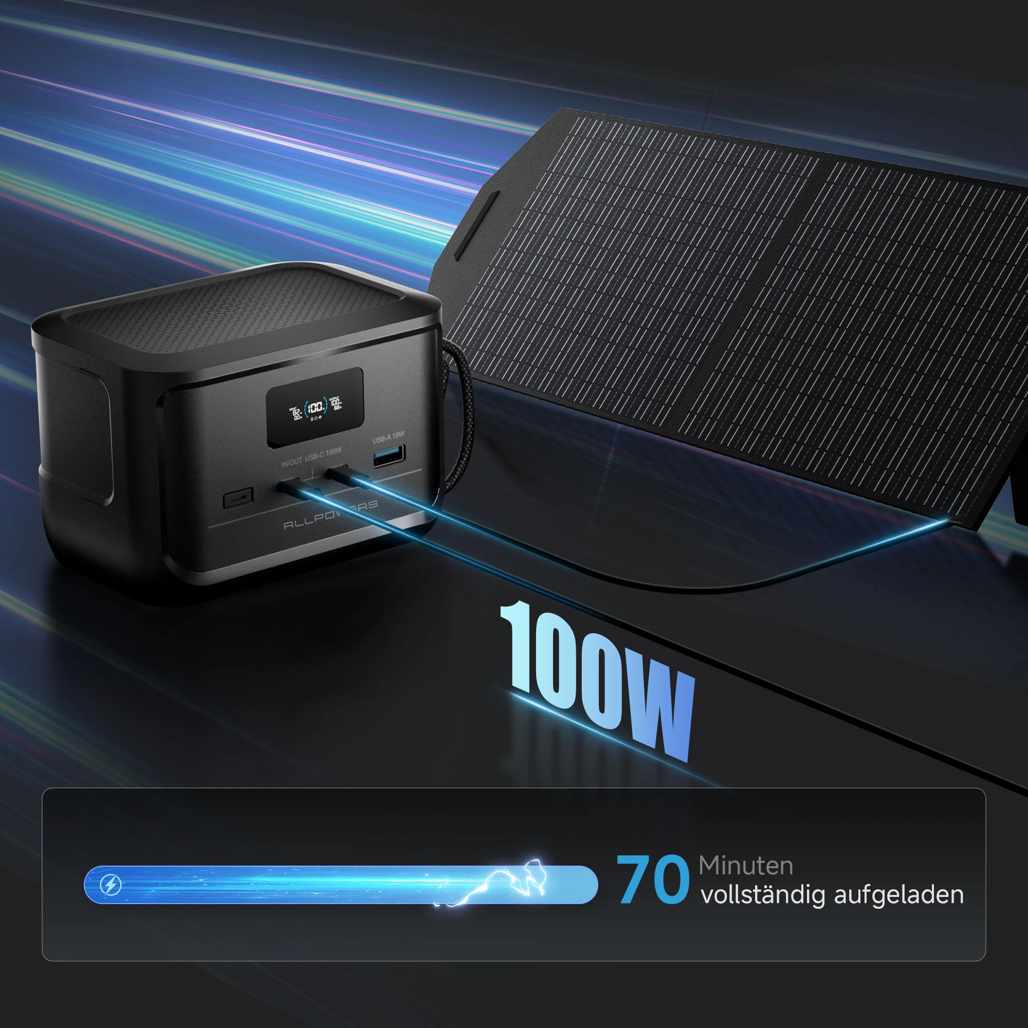 باور بانك محمول من ALLPOWERS SOLAX P100 بقدرة 128 وات 99 وات في الساعة بطارية LiFePO4 مخرج USB بقدرة 31000 مللي أمبير في الساعة للتخييم في الهواء الطلق والسفر