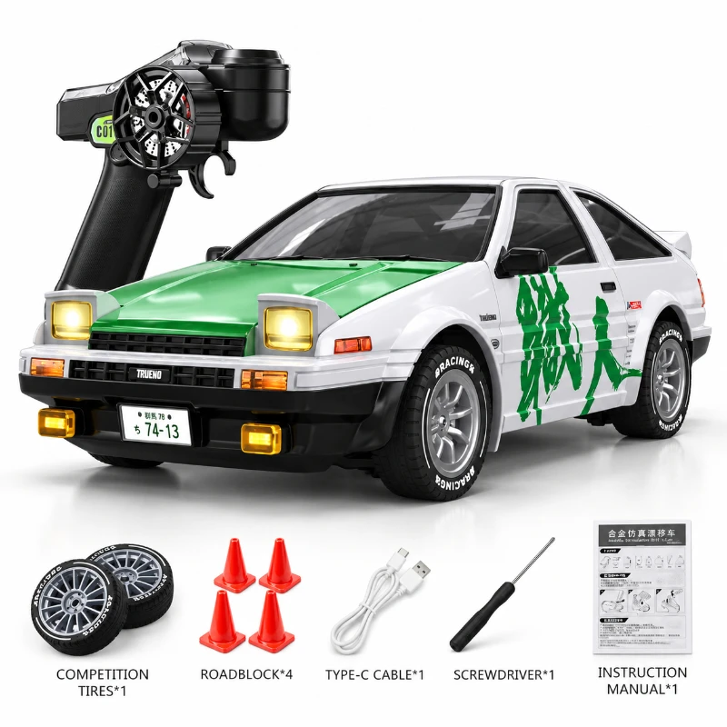 JXC 1:43 AE86 Tsuchiya DK RC Drift Car 4WD Full Proportional High Speed Remote Control Racing Car