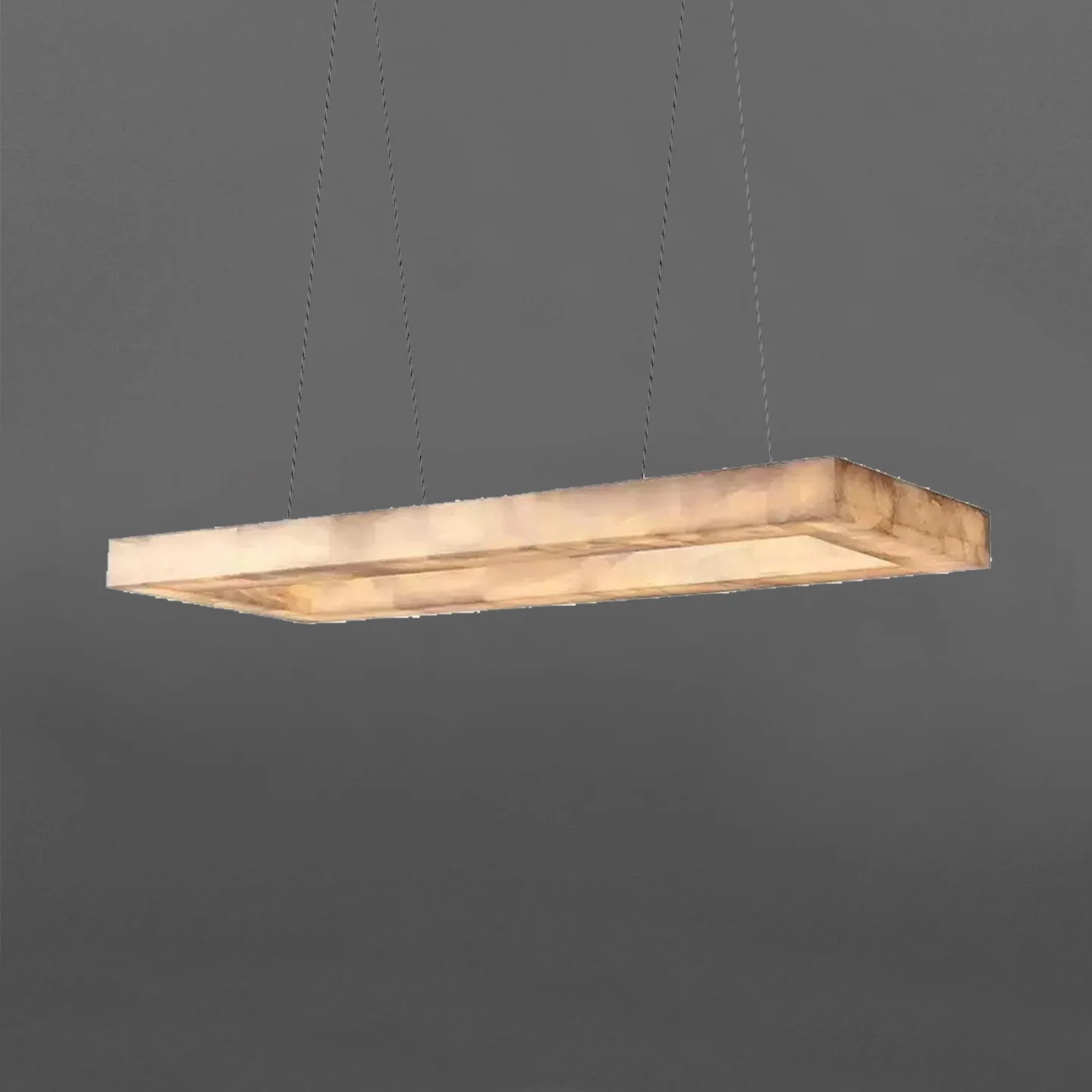 Modern Design Square Natural Marble Dining Room Led Pendant Light Minimalist Villa Living Room Alabaster Pendant Lamp