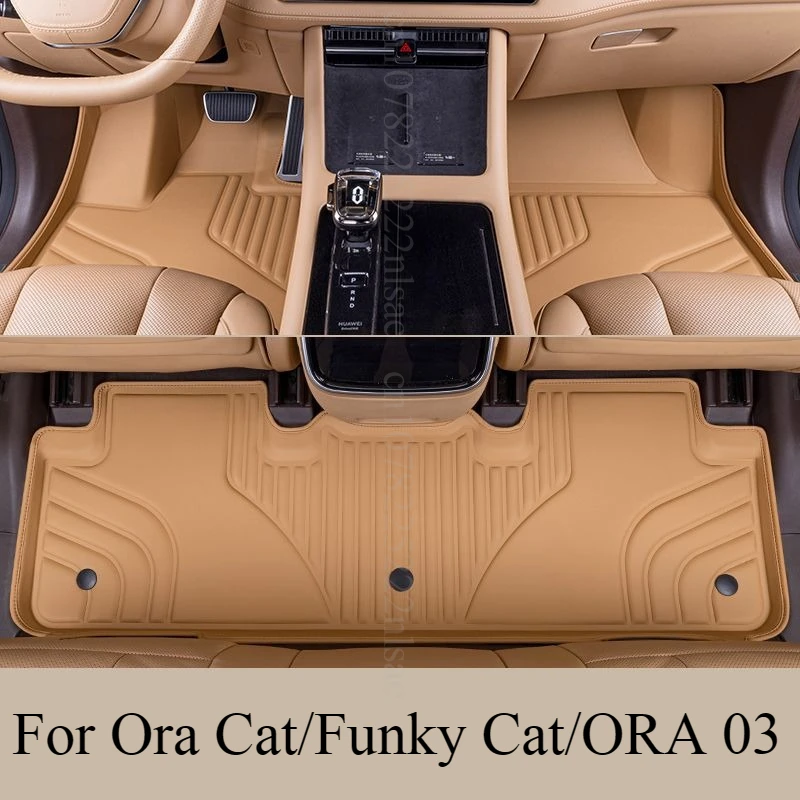 3Pcs Car Floor Mats For Ora Cat Funky Cat ORA 03 Car Mat Interior Accessories Waterproof Non-slip Seat Back Protector Car Carpet
