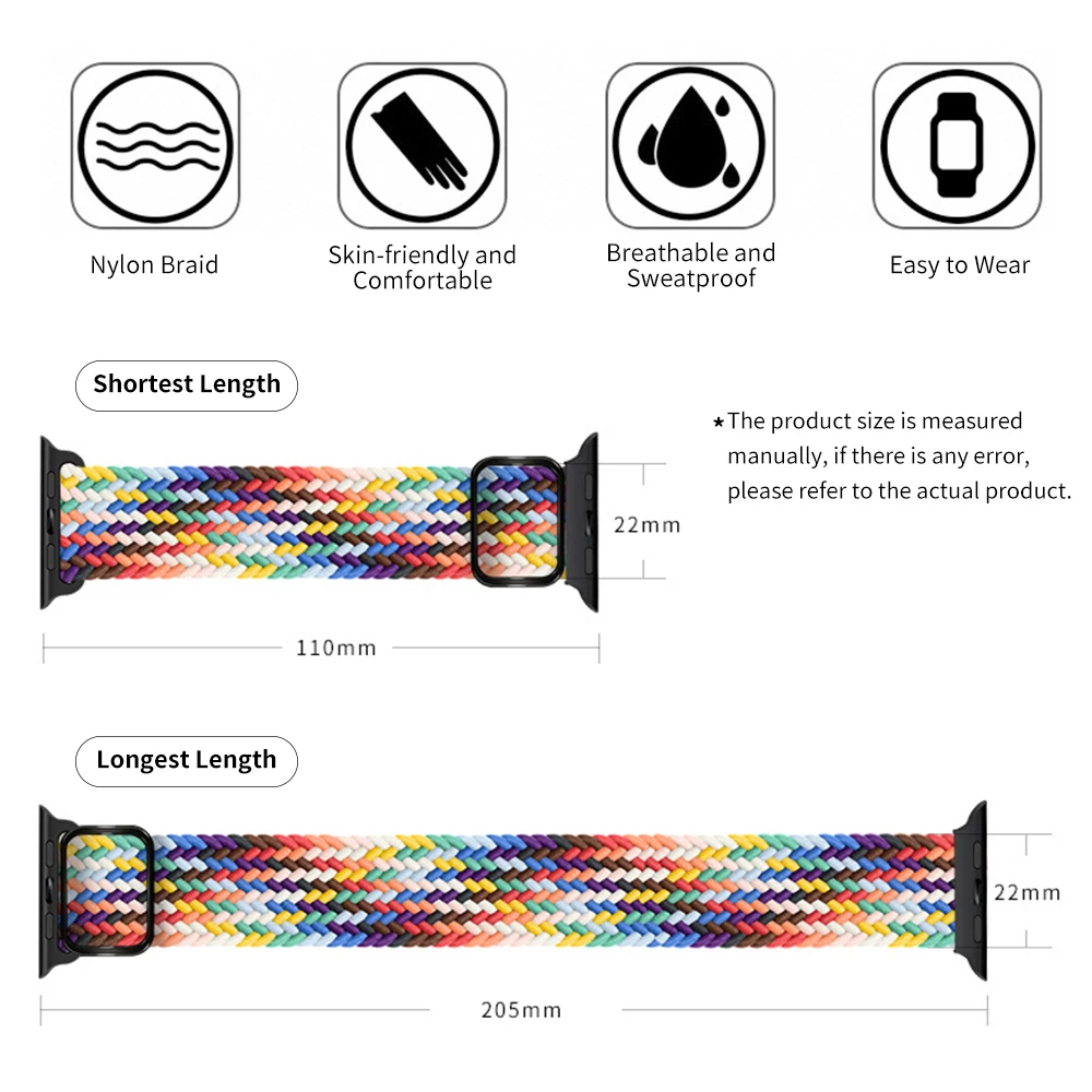 41 مللي متر 42 مللي متر 38 مللي متر 44 النايلون مطاطا النسيج سوار IWatch 4 5 SE 6 مضفر سولو حلقة حزام ل أبل ساعة 7 الفرقة 44 مللي متر 40 مللي متر 45 مللي متر