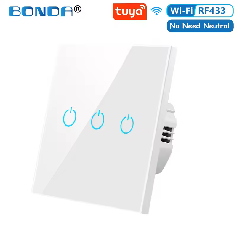 BONDA Smart Switch Alexa RF433 No Neutral Tuya Control Works With Google 1/2/3 Gang Smart Life Home Light WiFi Touch Switches 86 - Image 10