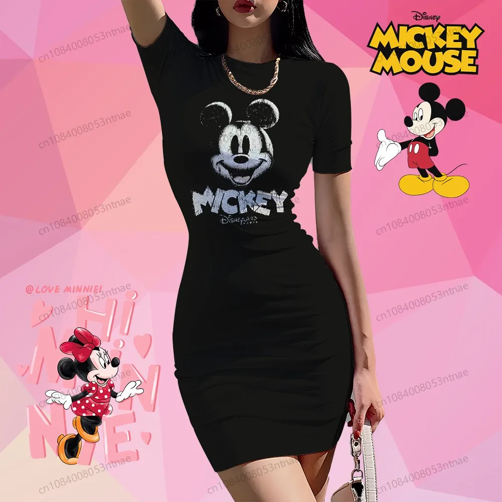 

Cartoon Women's Hip Dress S-3XL Disney Mickey Mouse Kawaii 2025 New Lovely Fashion Elegant Gown 3D Print Leisure Womens Dresses