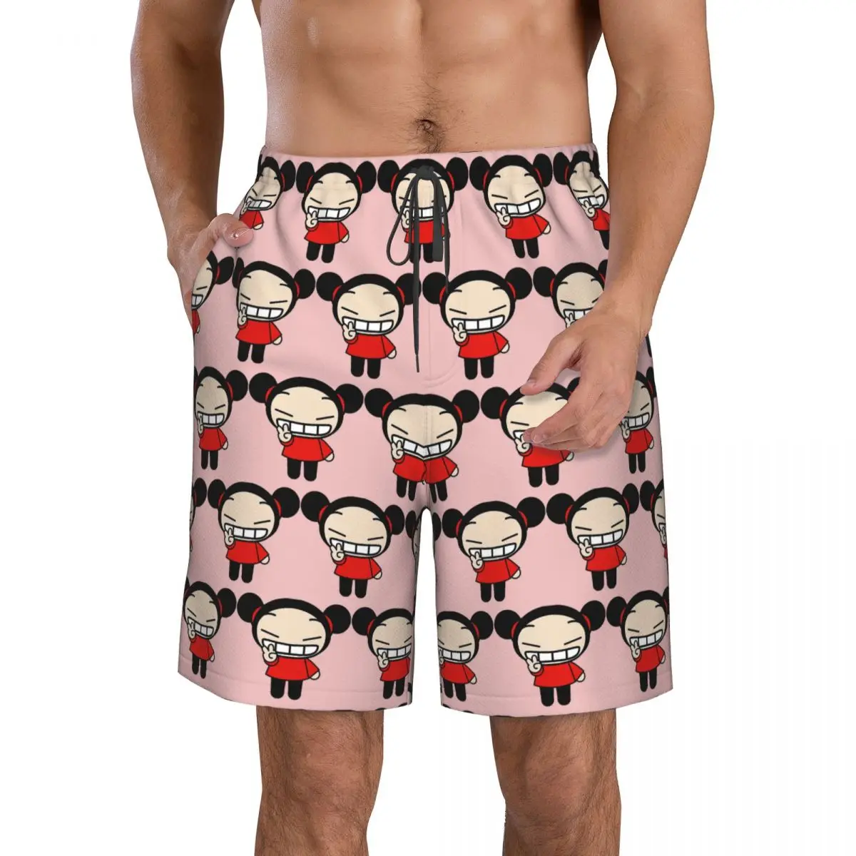 

Cartoon Pucca Trunks Beach Board Shorts Casual Quick Dry Swim Summer Men Pants