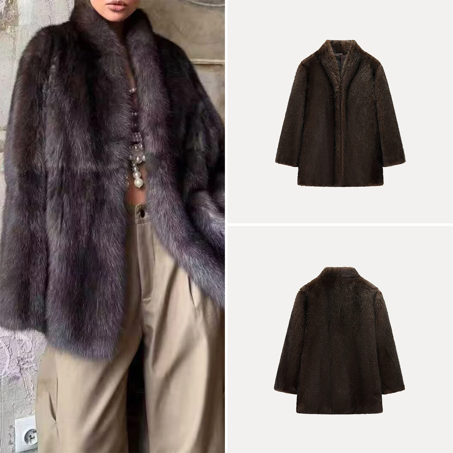 

Новинка зимы 202, женская модная куртка Personali Simple Match Lazy Feeling, длинная куртка-стойка, версия на пуговицах