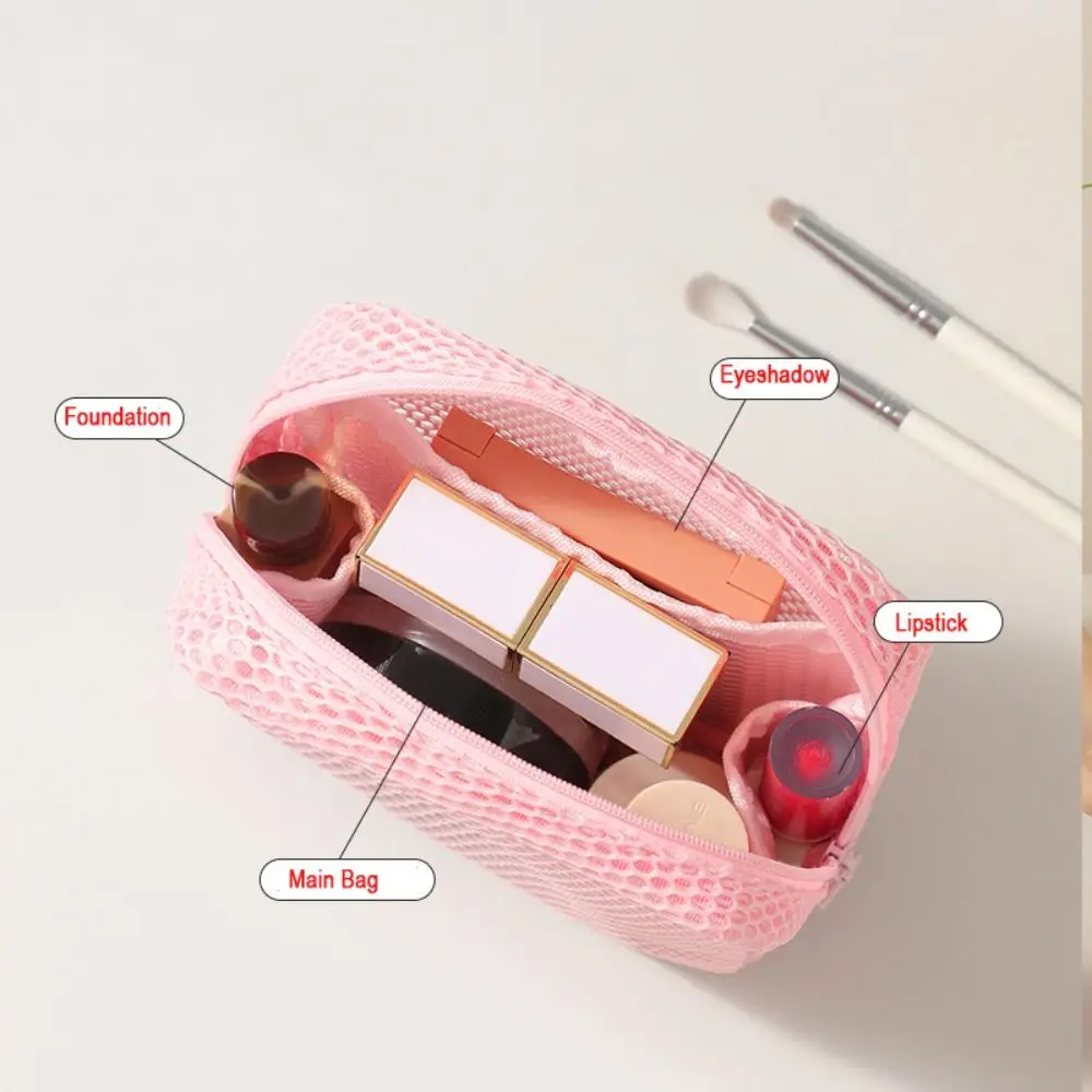 New Mesh Cosmetic Bag Candy Color Transparent Lipstick Key Storage Pouch Small Capacity Square Zipper Coin Purse