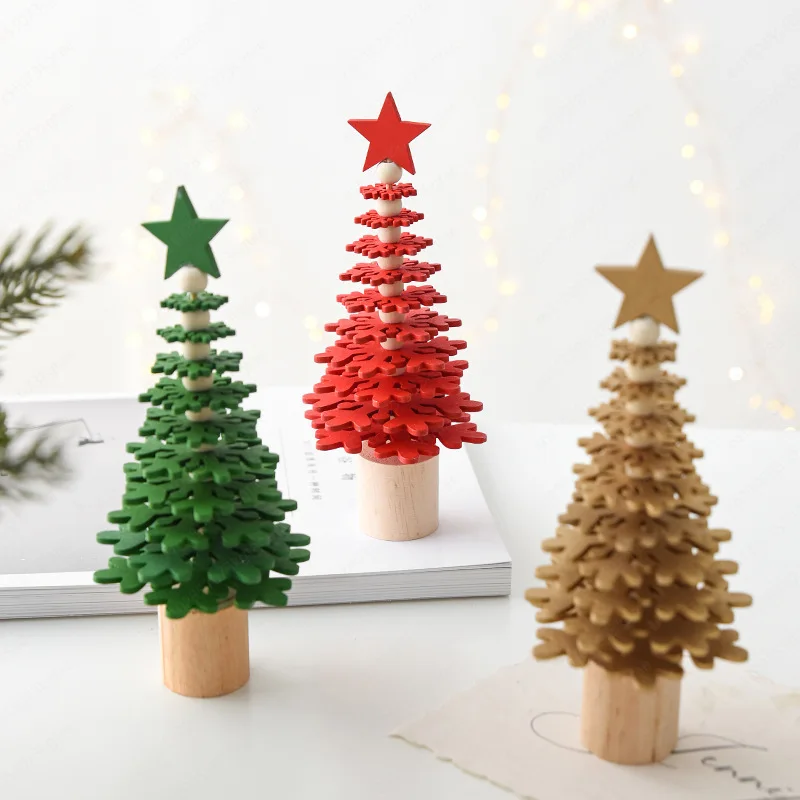 Mini Wooden Christmas Tree, Festive Tabletop Decor for Home, Holiday, Xmas