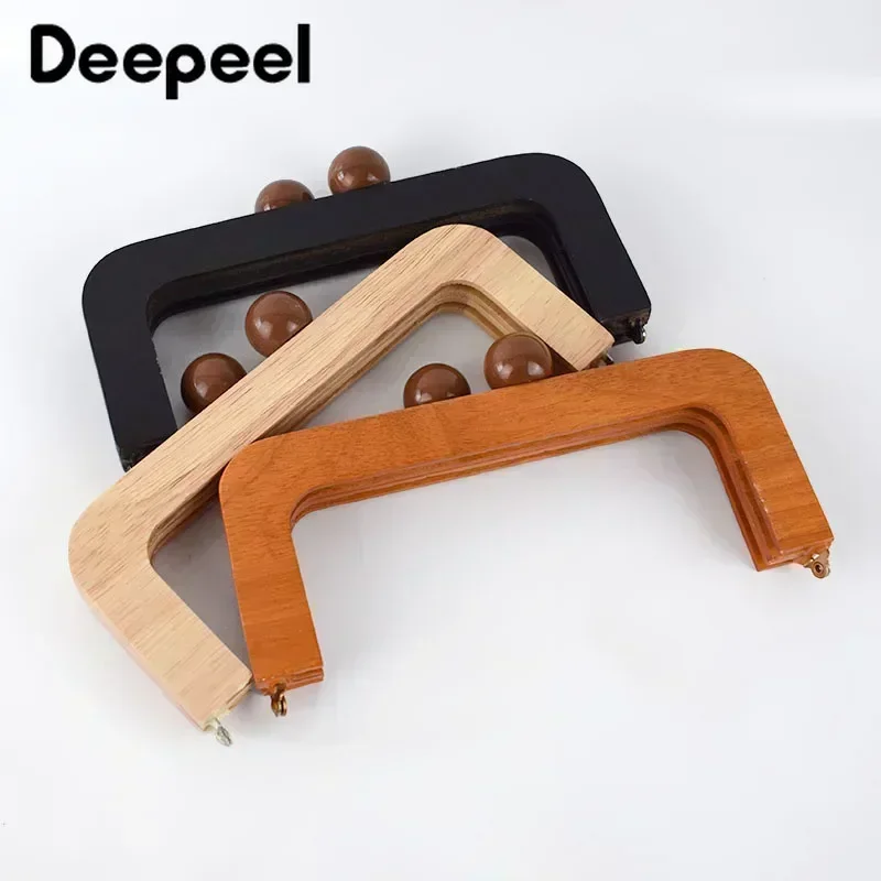 1Pc Deepeel 20cm Bag Frame Wood Handle Wooden Bags Closure Kiss Clasp Purse Frames Lock Buckles DIY Accessories for Handbags