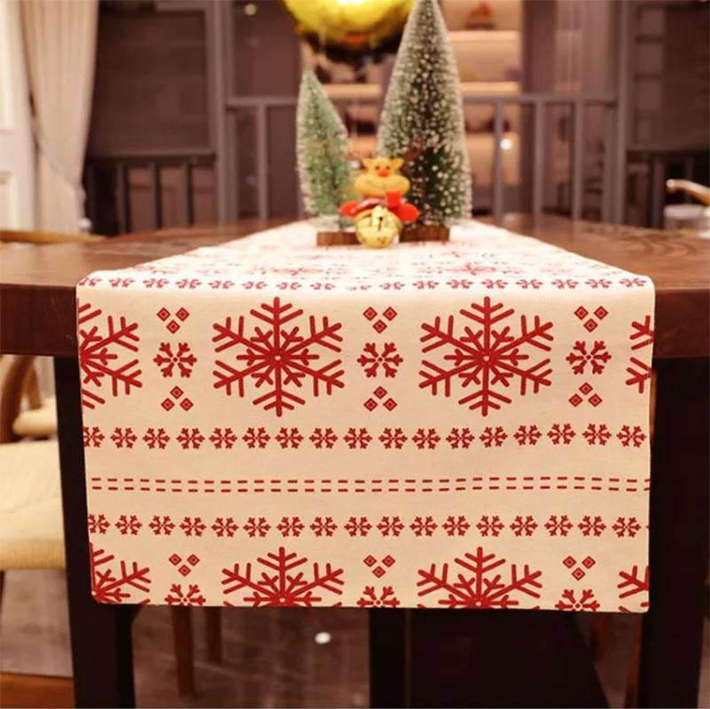 Triangle Minimalism Christmas Table Runner Snowflake Canvas Christmas Holiday Party Decoration Polyester Cloth Home Table Flag