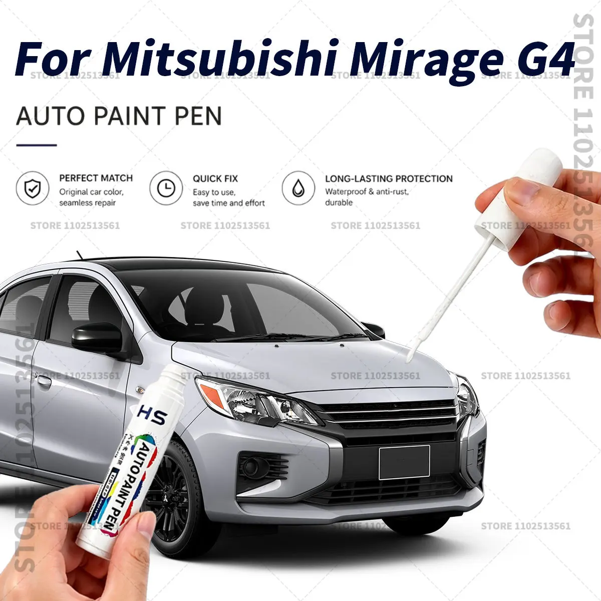 Car Touch Up Paint Pen Deep Scratch Repair Auto Paint Brush For Mitsubishi Mirage G4 Graphite Gray White Diamond Silver Red