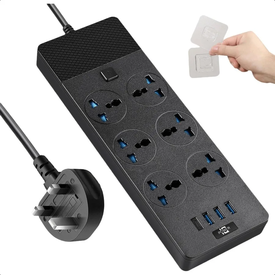 

UK to US Plug Adapter Power Strip with 6 International Outlets and 4 USB Ports 1 USB C 110240v 3000w 6Ft Universal Travel Adapt