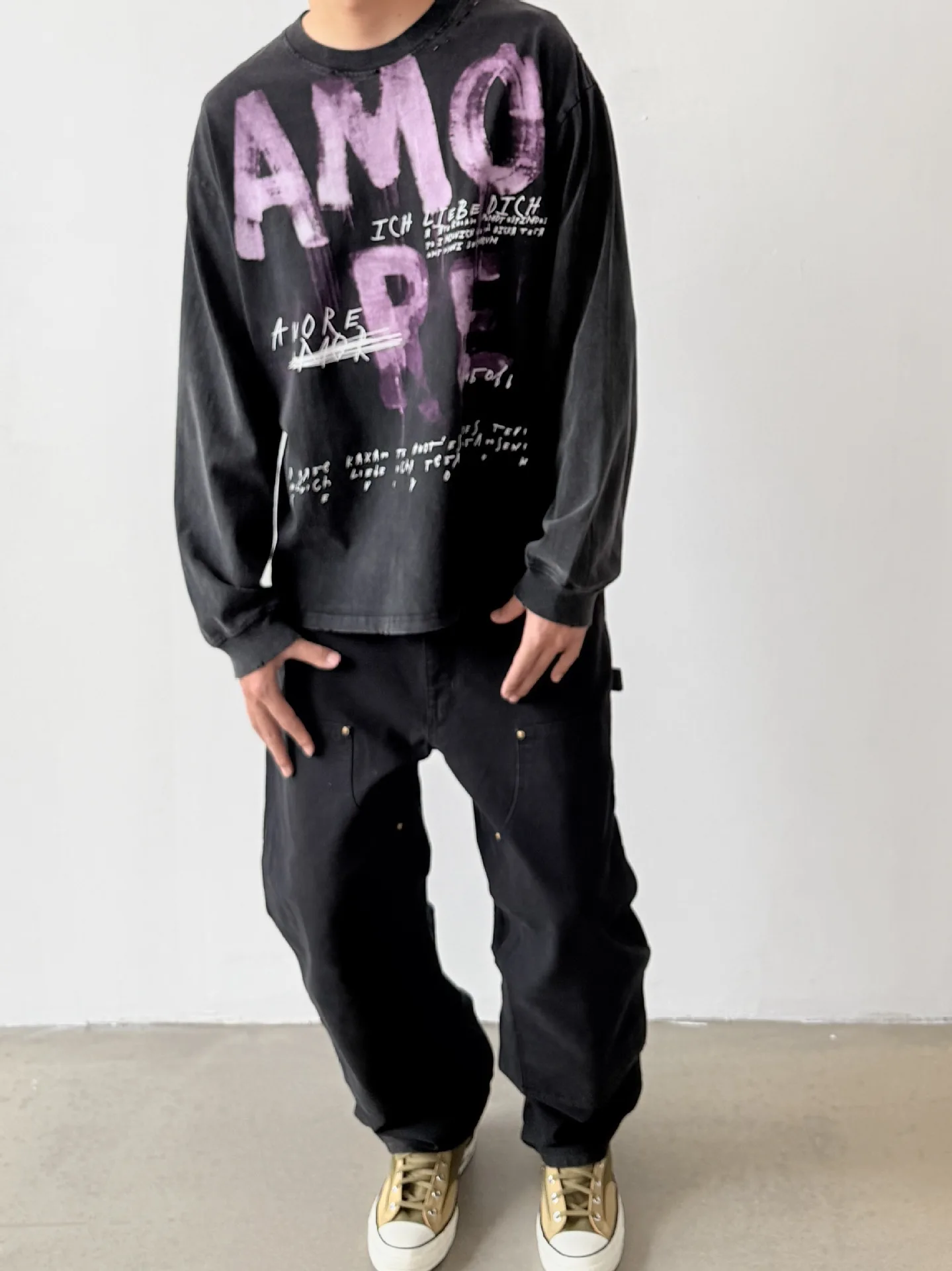 New Arrival Men Saint Amore is Love T Shirts T-Shirt Hip Hop Skateboard Street T-Shirts Tee Shirt Top Loose Size #680