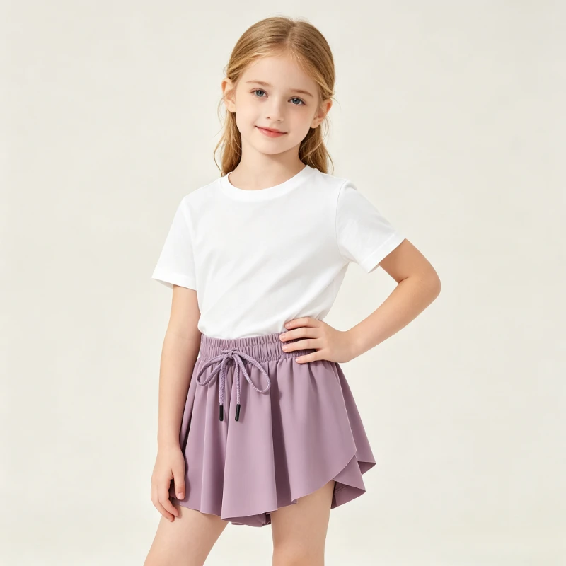 Girls Flowy Shorts Butterfly Shorts for Teen Girls with Spandex Liner 2-in-1 Kids Preppy Dance Skirt Athletic Clothes