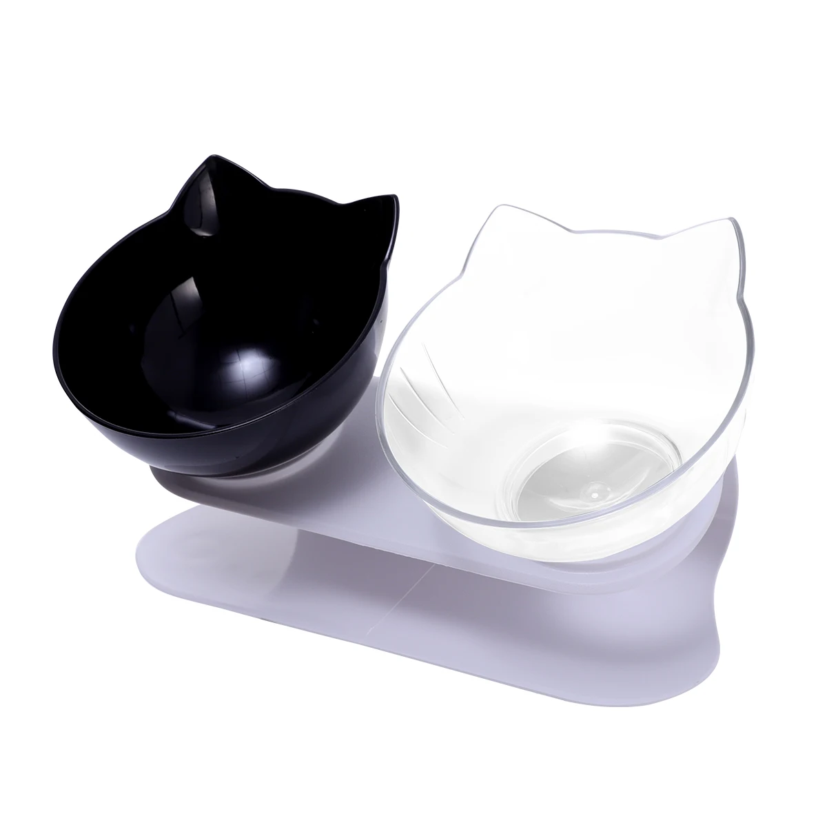 

Plastic Tilted Neck Protective Feeder Detachable Transparent Food Water Easy Cleaning Home Pet Supplies Pet Feeder For Cats Cat