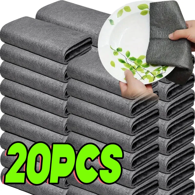 

1/20PCS Magic Cleaning Cloths Reusable Microfiber Washing Rags Car Window Mirror Wipe Towels Rag Household Kitchen Clean Tools