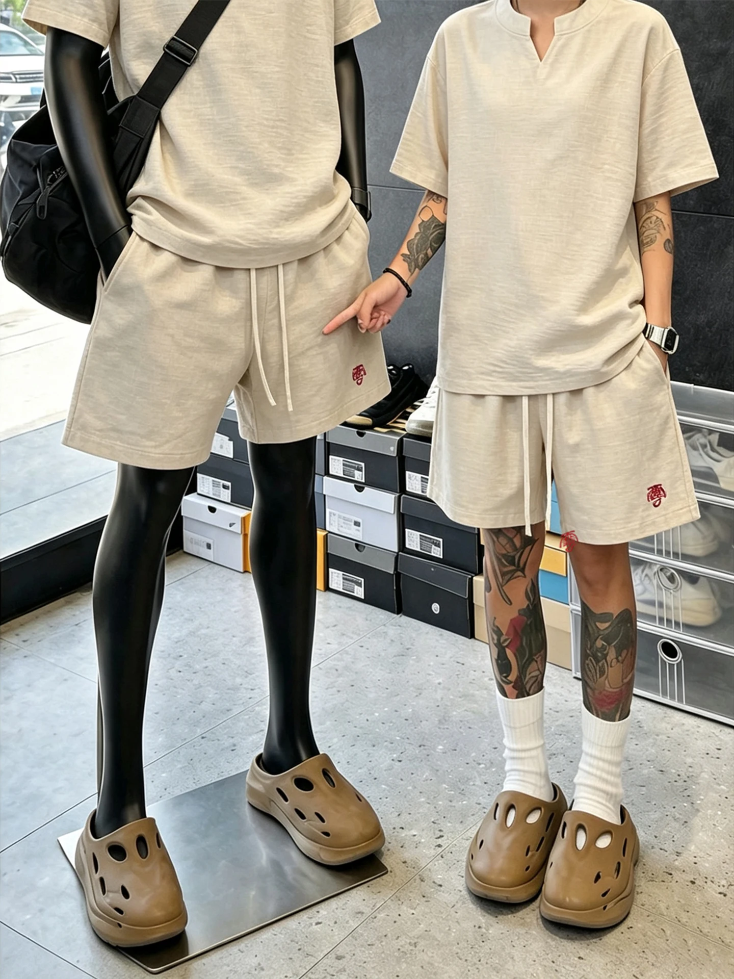 Lightweight Linen Set Men's Summer Breathable V-neck Short Sleeve Shorts Outfit Casual Sportswear Teenagers Fashion