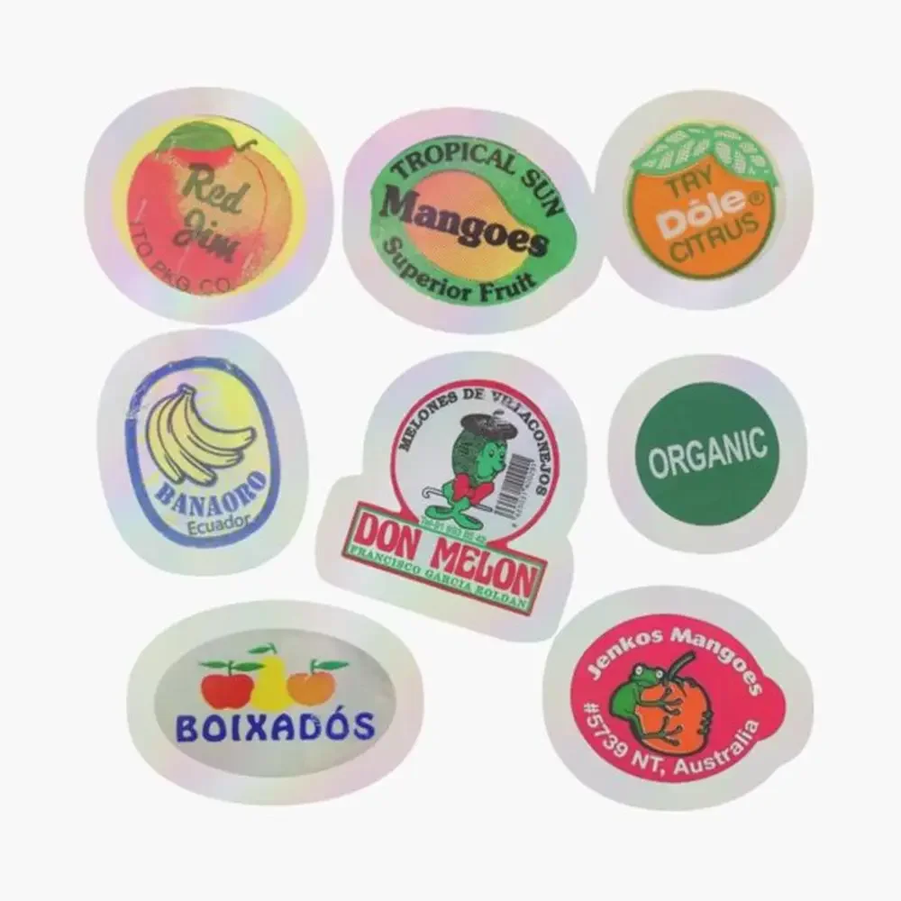 

Retro Fruit Sticker Labels Vintage Sticker Pack Holographic Sticker for Laptop Decor Bedroom Car Cute Cartoon Art Fashionable Pu