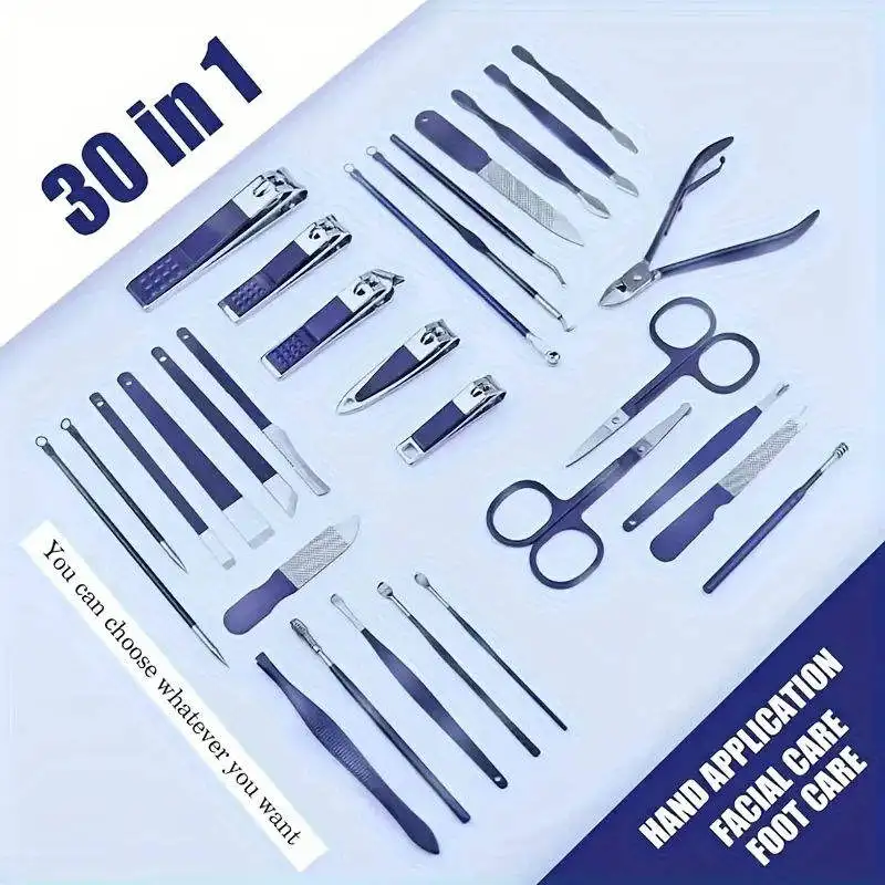 30 in 1 Nail Clipper Set Manicure Set Nail Kit for Women Men Stainless Steel Manicure Kit Professional with Travel Case