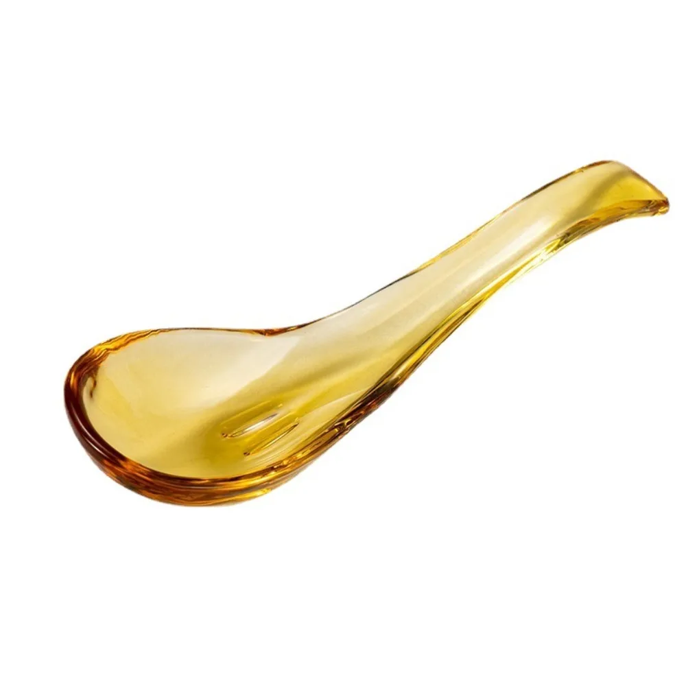 Colorful Crystal Glass Spoon Exquisite Smooth Condiment Spoons Household Multifunctional Dessert Teaspoons Bar
