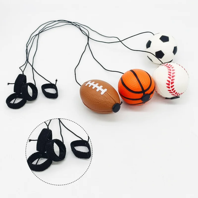 10PCS New Elastic Return Sponge Ball Nylon String Game Exercises Rubber Hand Ball Kids Toys Finger Band Ball Outdoor Yoga Ball