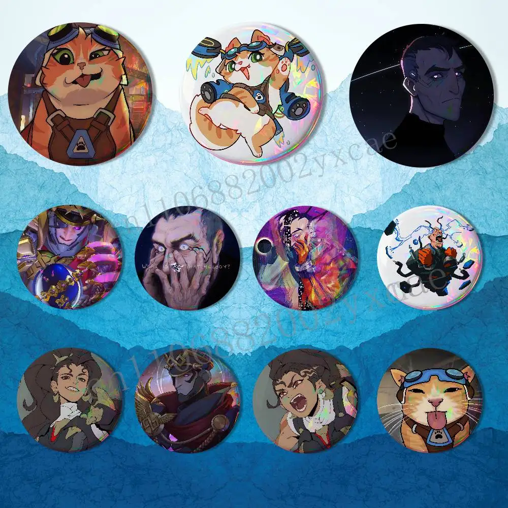 game Kiriko Jetpack Cat Overwatch HD Print 58mm 44mm Round Lapel Pins Pretty Derby Round Display Brooches Brooch Badges