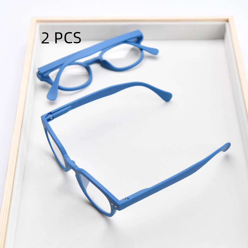 2PCS Anzug Lesebrille Runde Männer Frauen Klassische Retro Brillen Rahmen Vintage Einfachen Stil Orange Blau Rahmen Mode Gefälschte auge – Detail 5