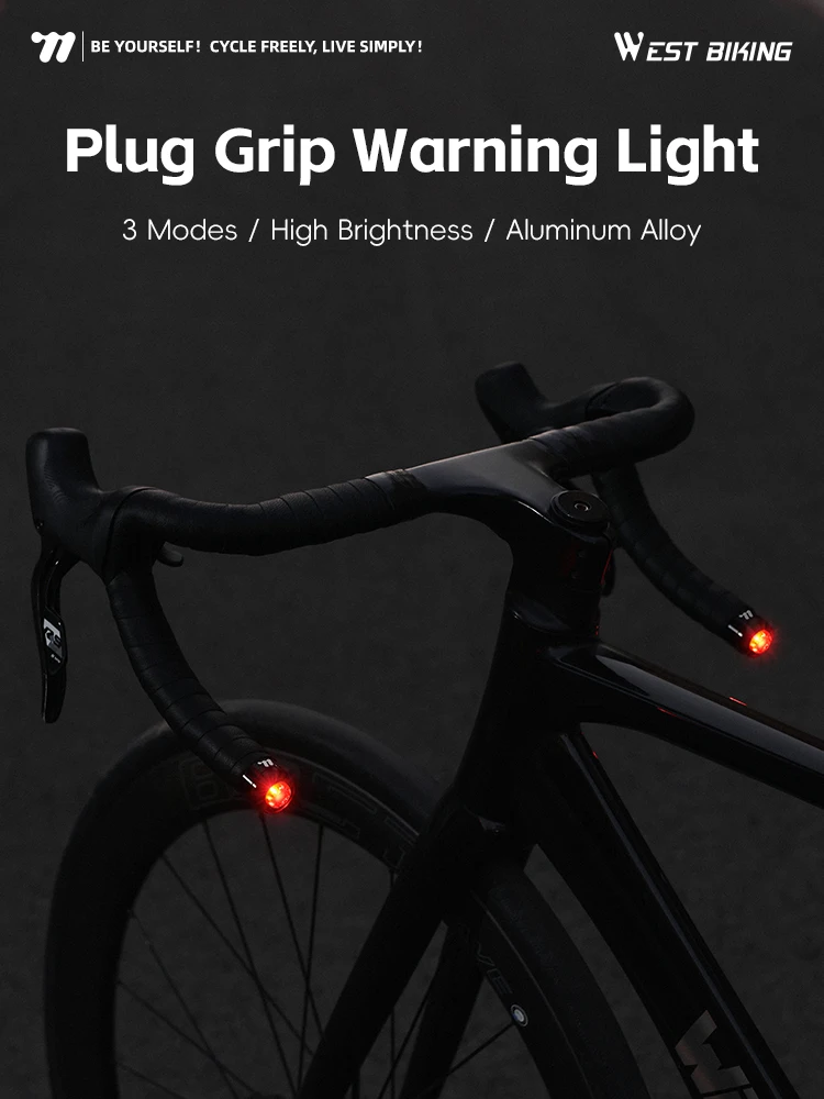 AliExpress West Biking WEST BIKING Bicycle Rear Light Bike Handlebar End Light 3 Modes Bar End Plug Warning Light Night Riding Road Bike Accessories
