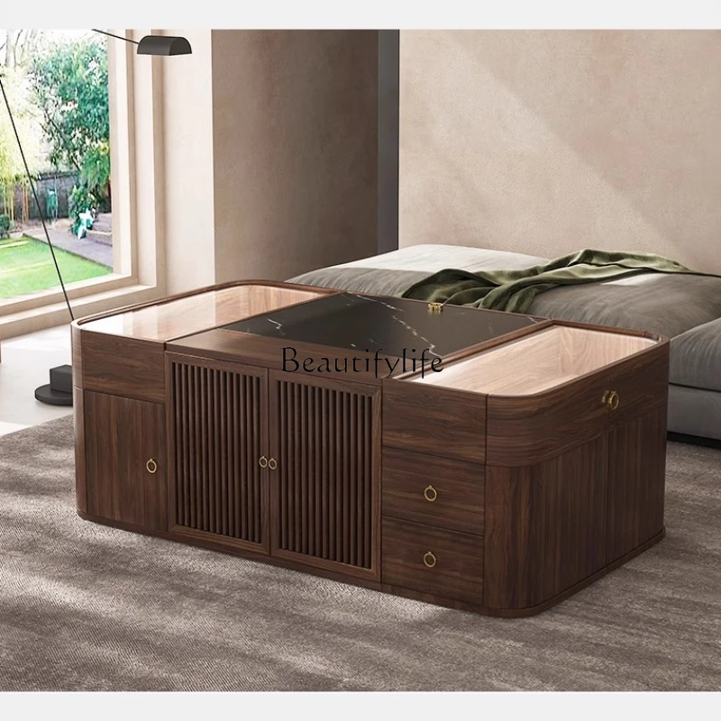 

Modern Light Luxury White Wax Wood Tea Table for Home Use, Solid Wood Automatic Watering Kung Fu Tea Table