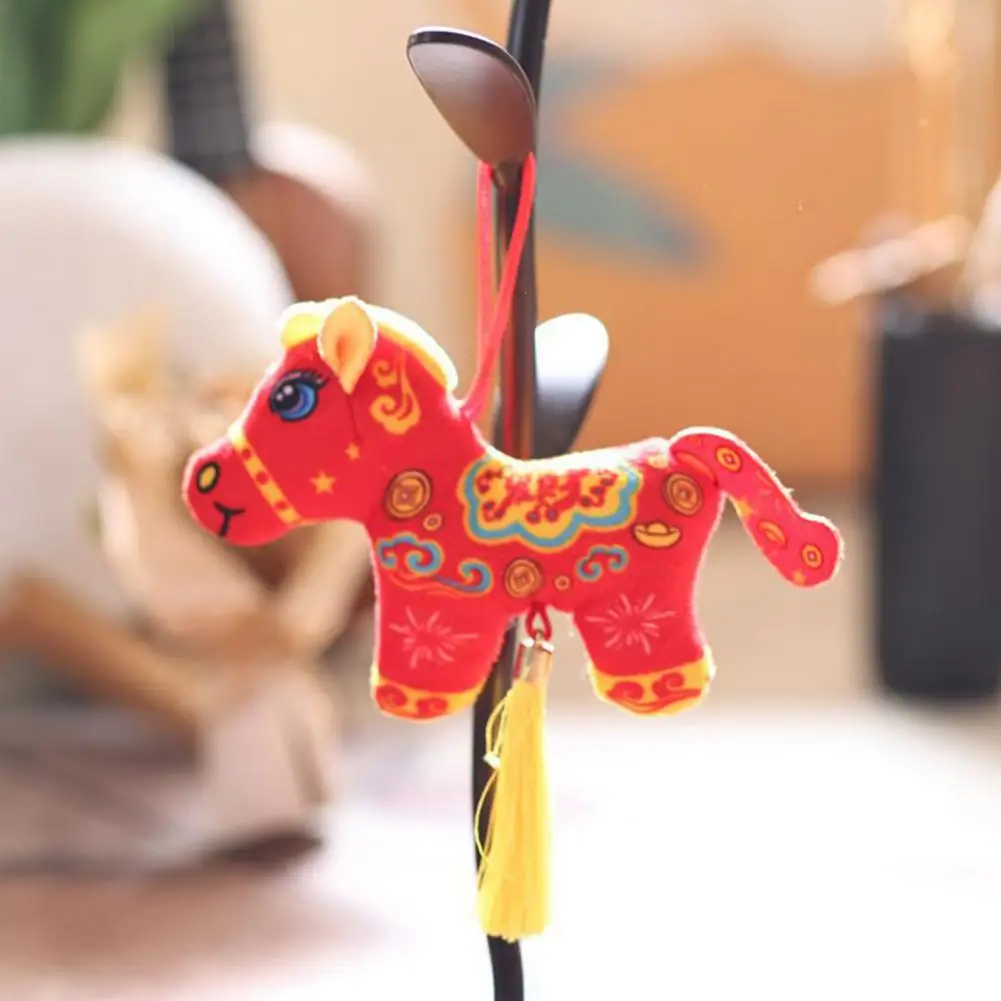 Horse Pendant Keychain Lucky Horse Plush Keychain Set Zodiac Pony Figurines for Bag Decor Cute Year of Horse Dolls for Backpacks