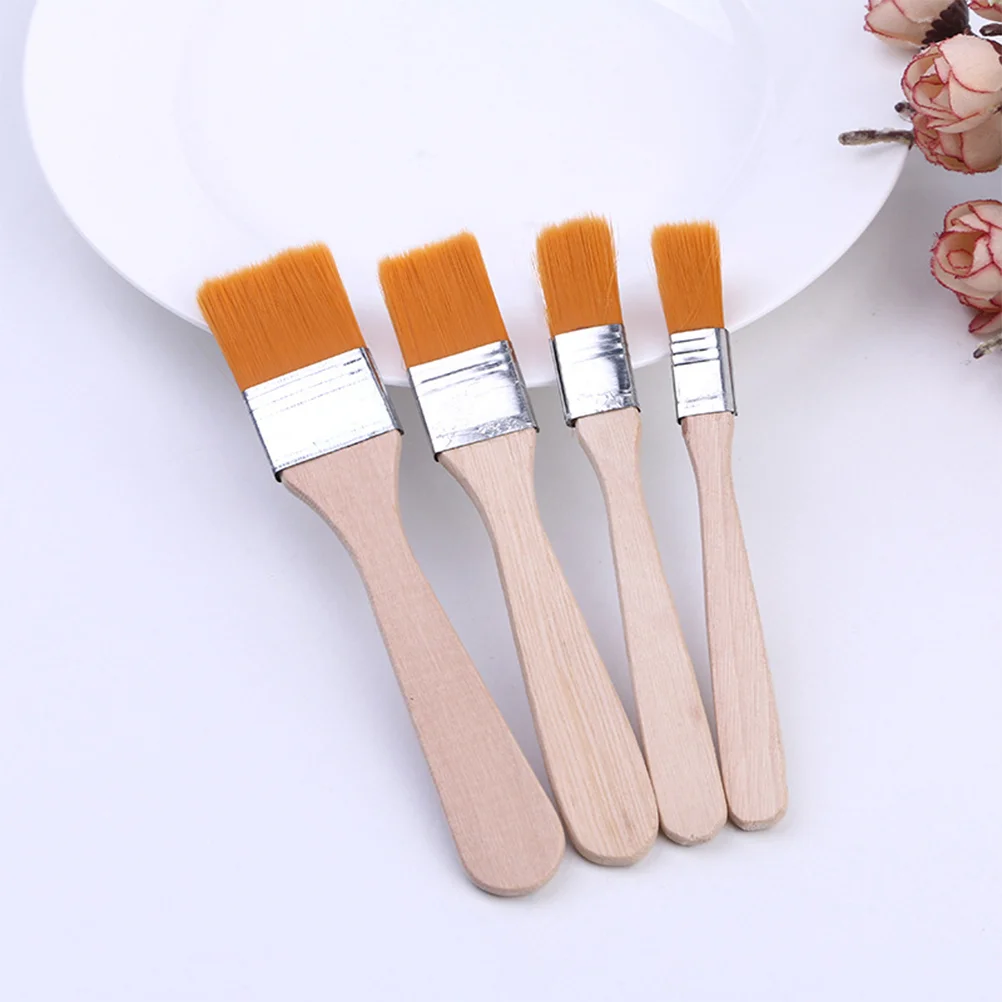 

Oil Painting Brush Flat Wooden Penholder DIY Graffiti Paintbrush Wall Scrubbing Nylon Hair