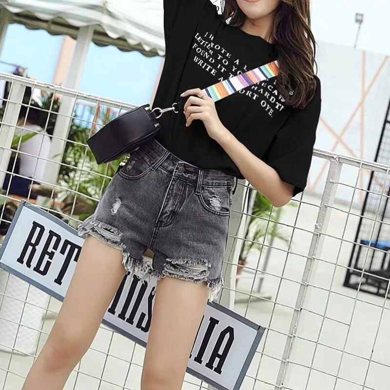 

Short Pants for Woman To Wear Sexy Women's Shorts Ripped Biker Denim Wide Jeans Design Outfits Youthful New In Clothing Outdoor