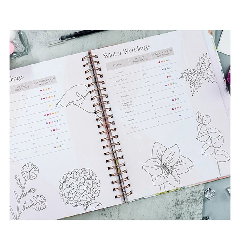 Wedding Planner For Bride - Planning Book And Organizer, Bridal Binder With Countdown Calendar Valentine's Day Gift Durable Pink