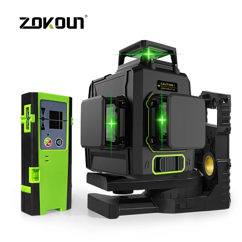 Zokoun CE Certificated 3D Self-Leveling Laser Level with 360 Degrees German Brand Laser Diode Super Powerful Green Laser Line