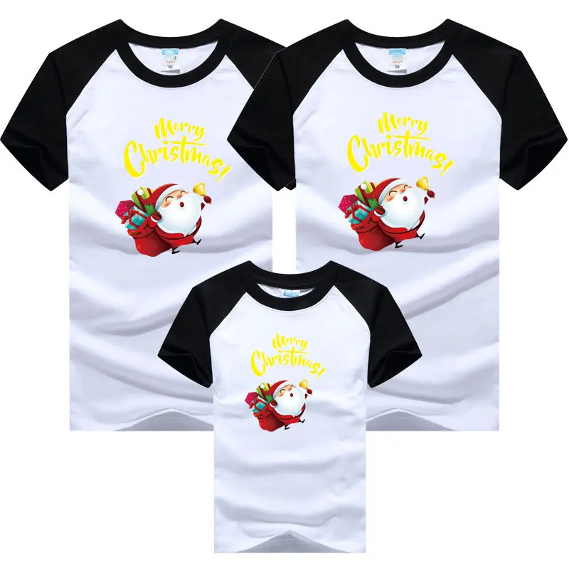 Christmas Family Matching Clothes Mom Dad Son and Daughter T-shirts Santa Clause Kids Couple Tees