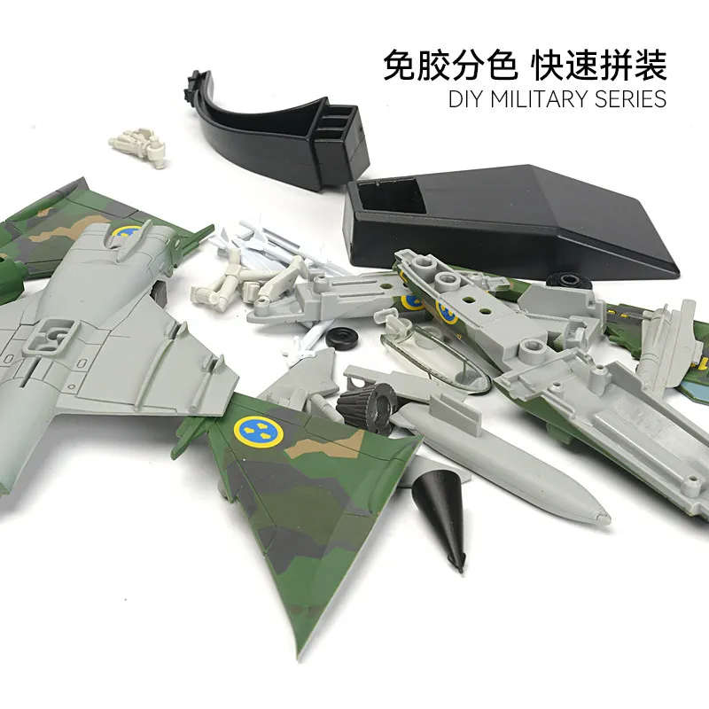 1/72 Swedish JAS-39 Gripen Multi-role Fighter No-glue Pre-colored Assembled Model Building Block Toy