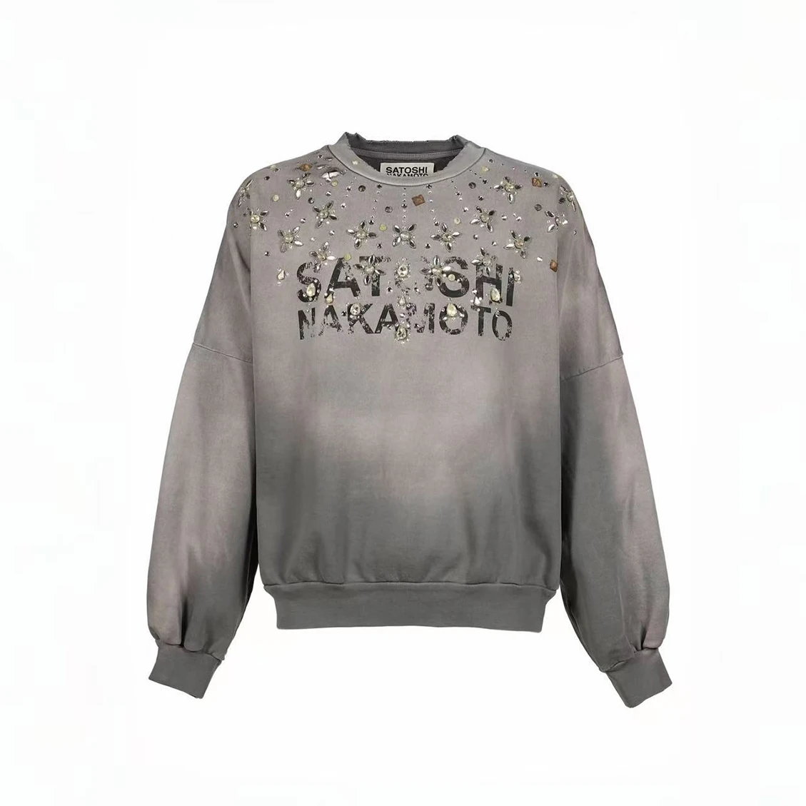 Shinning Crystal Castle Crew Neck Washed Terry Sweatshirt for Men and Women High Street Retro Diamond Baggy Hoodies Oversized