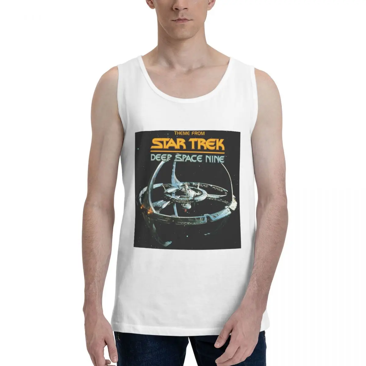 Stars Treks Deep Space Nine Space Station 100% Cotton Men's Sweatshirt Vest Sleeveless Clothing Tees Men Tank Tops T-shirt