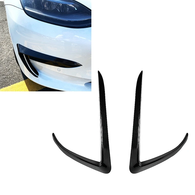 Car Front Bumper Splitter Spoiler Covers Trim Fog Lights Eyebrow Wind Knife For Tesla Model 3 2017-2023 Replacement