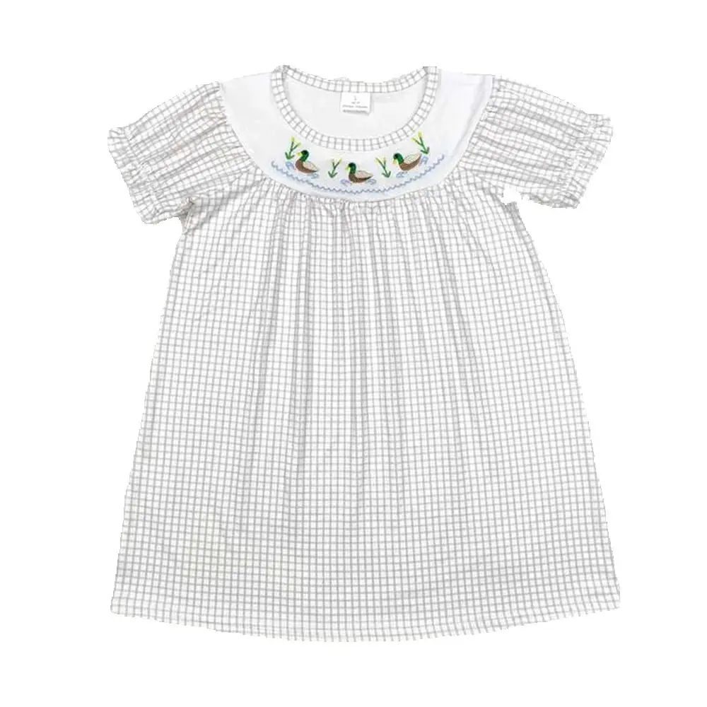 

9.10 GSD1410 Платье с короткими рукавами и вышивкой в клетку — милое и стильное женское летнее модное платье