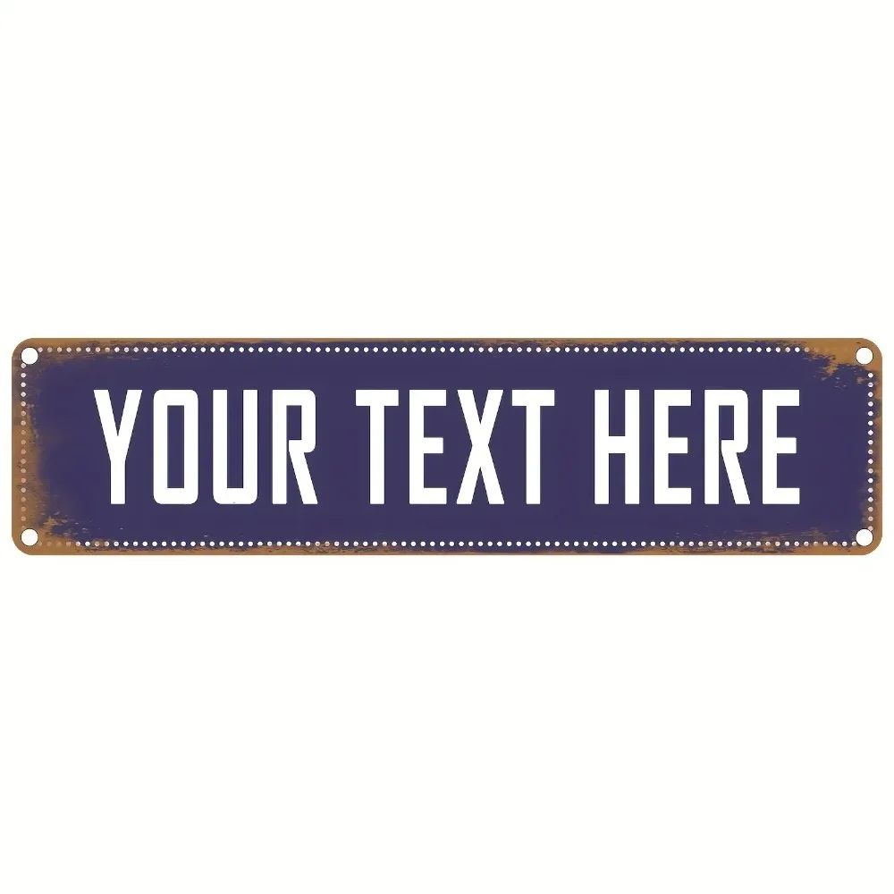 CIFbuy Personalized Custom Text Aluminum Wall Plaque, 40x10cm Rivet Weathered Purple Vintage Sign, Indoor Outdoor Decor